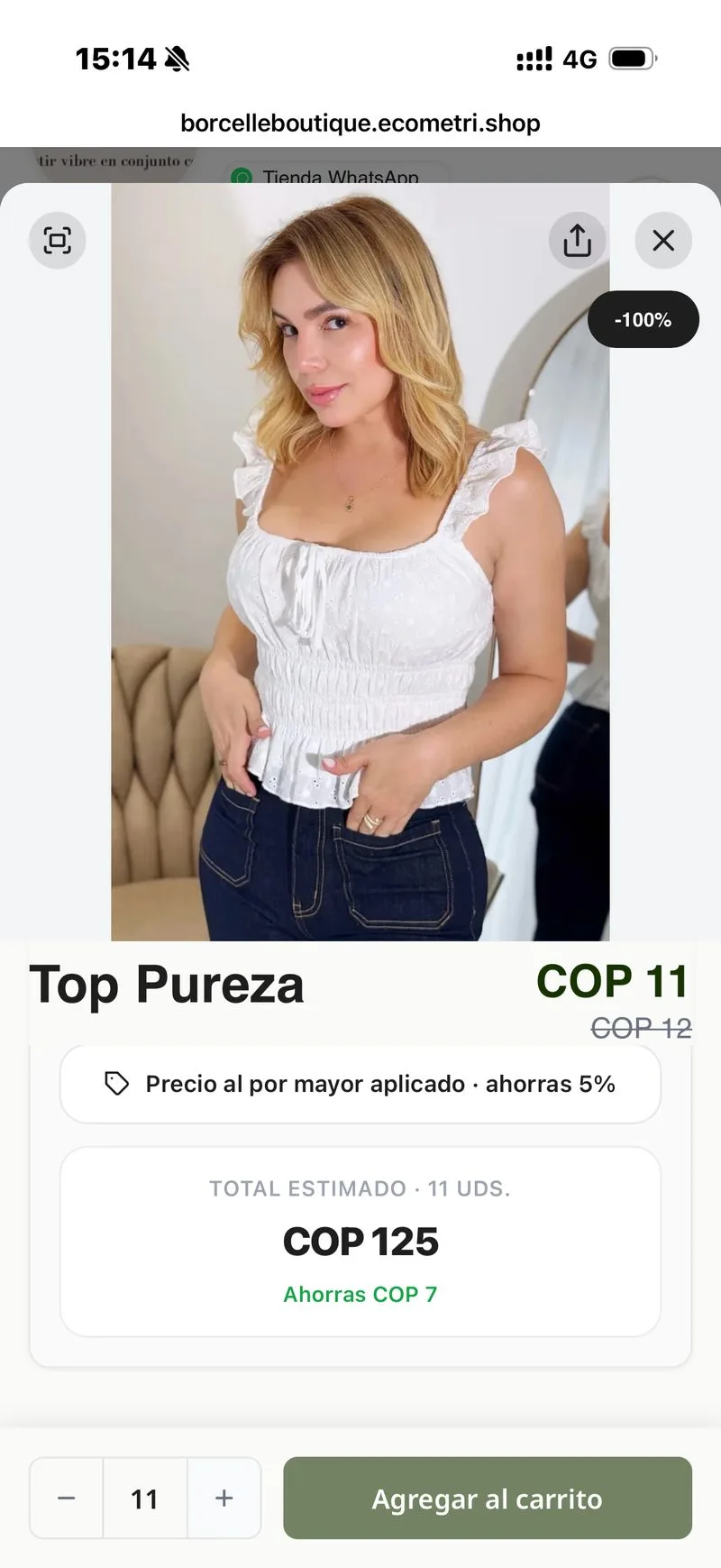El comprador ve los precios mayoristas directamente en el producto — sin preguntar